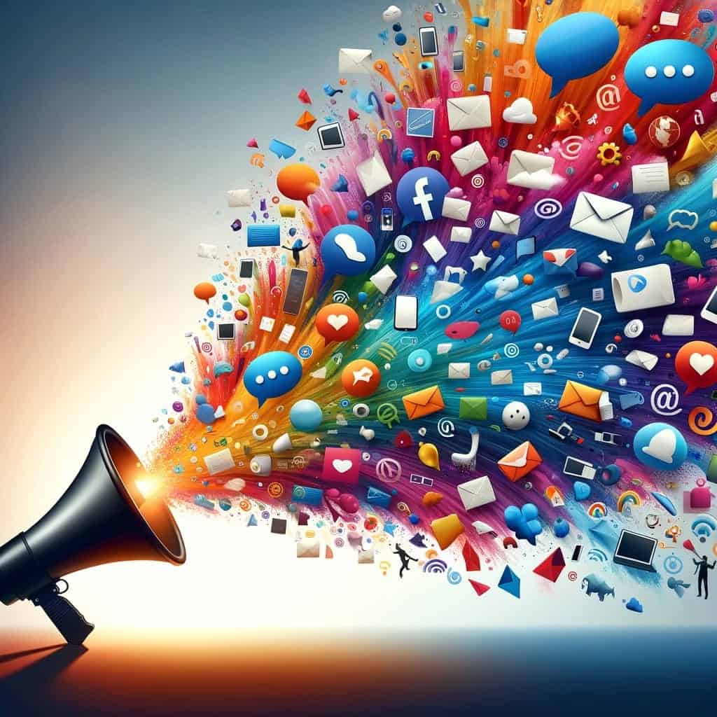 Megaphone rainbow of communications